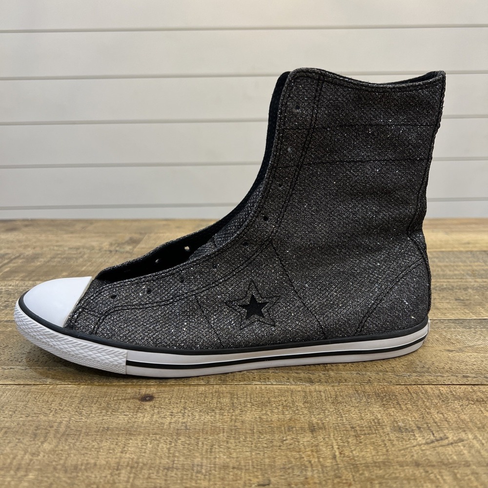 Converse One Star Women's US 8.5 Sneakers Charcoal/Sparkle #541963FT No Laces